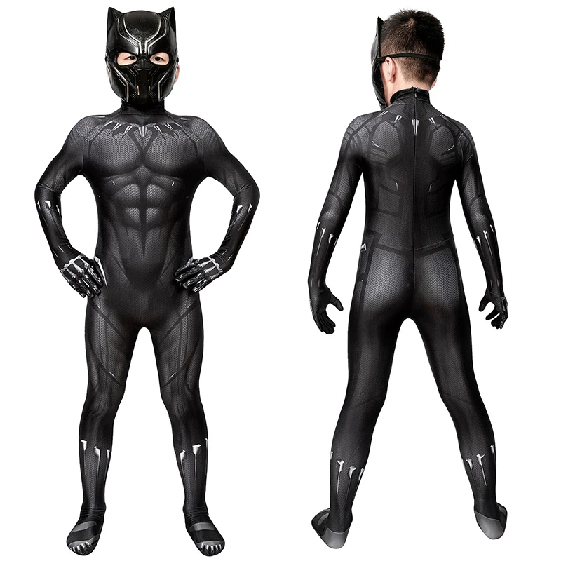 Black Panther Cosplay Costume T'Challa Jumpsuit For Kids 1 Black Panther Cosplay Costume T'Challa Jumpsuit For Kids