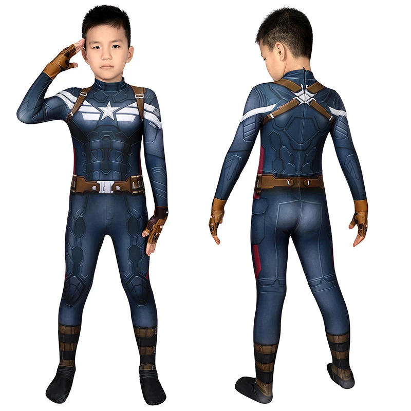 Captain America The Winter Soldier Steve Rogers Cosplay Jumpsuit For Kids 1 Captain America The Winter Soldier Steve Rogers Cosplay Jumpsuit For Kids
