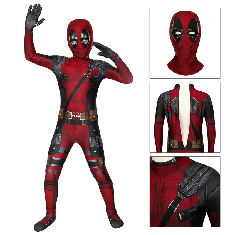 Kids Deadpool Cosplay Costume Deadpool Jumpsuit Full Set 1 Kids Deadpool Cosplay Costume Deadpool Jumpsuit Full Set