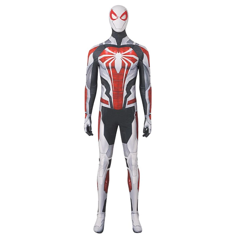 2023 Spiderman PS4 White Armor Jumpsuit Cosplay Costume 2 2023 Spiderman PS4 White Armor Jumpsuit Cosplay Costume - Image 2