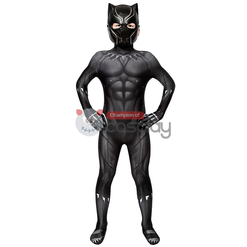 Black Panther Cosplay Costume T'Challa Jumpsuit For Kids 2 Black Panther Cosplay Costume T'Challa Jumpsuit For Kids - Image 2