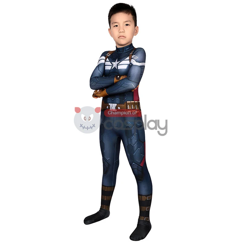 Captain America The Winter Soldier Steve Rogers Cosplay Jumpsuit For Kids 2 Captain America The Winter Soldier Steve Rogers Cosplay Jumpsuit For Kids - Image 2