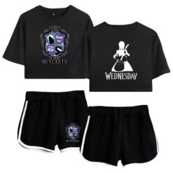The Outcasts Crop Top Wednesday Addams Shorts T-shirt