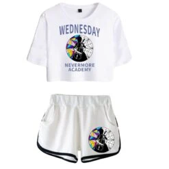 Womens Nevermore Academy T-shirt Wednesday Addams Polyester Shorts -Cosplay Clothing Store 1 800x800 396