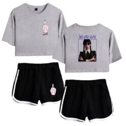 The Addams Family Crop Top T-shirt Wednesday Polyester Shorts 30 The Addams Family Crop Top T-shirt Wednesday Polyester Shorts -Cosplay Clothing Store 15 800x800 171