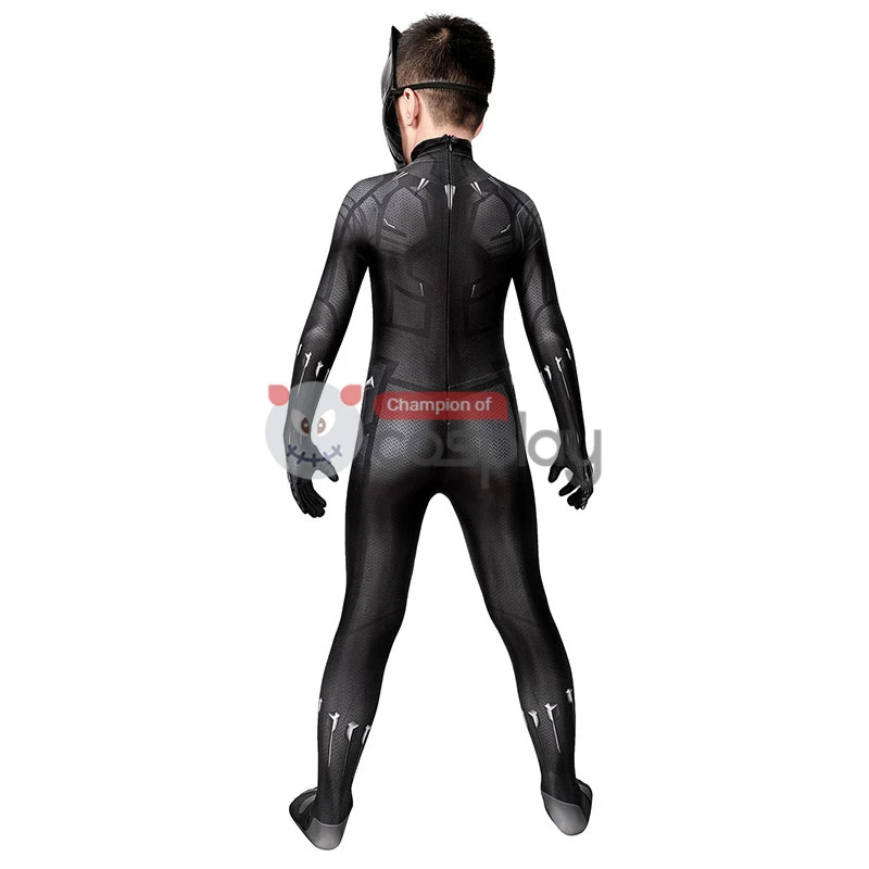 Black Panther Cosplay Costume T'Challa Jumpsuit For Kids 3 Black Panther Cosplay Costume T'Challa Jumpsuit For Kids - Image 3