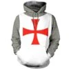 Knights Templar Cross 3D Hoodie Fashion Sweatshirts