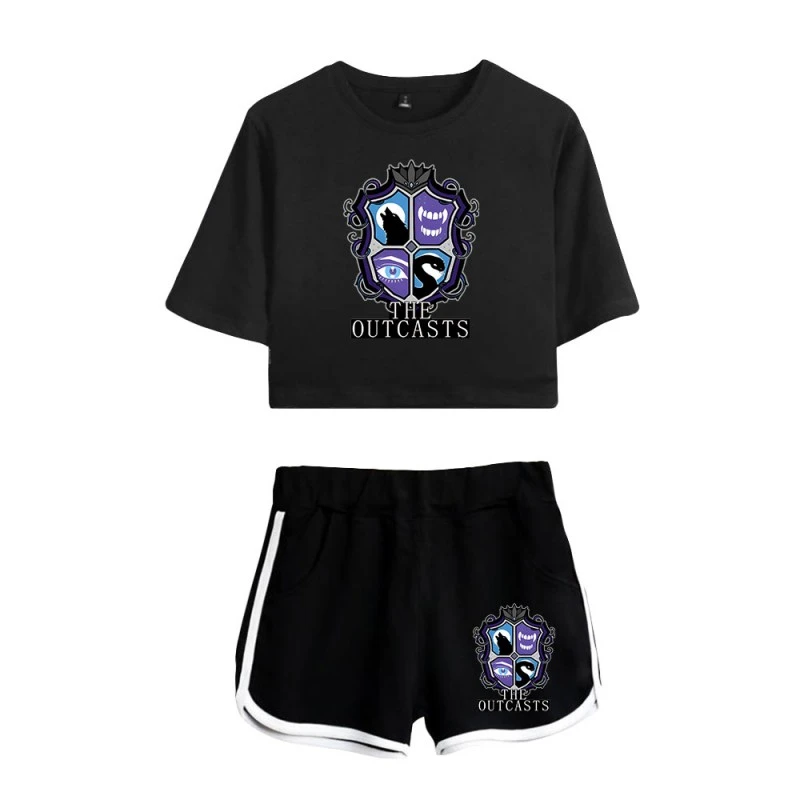 The Outcasts Crop Top Wednesday Addams Shorts T-shirt 2 The Outcasts Crop Top Wednesday Addams Shorts T-shirt - Image 2