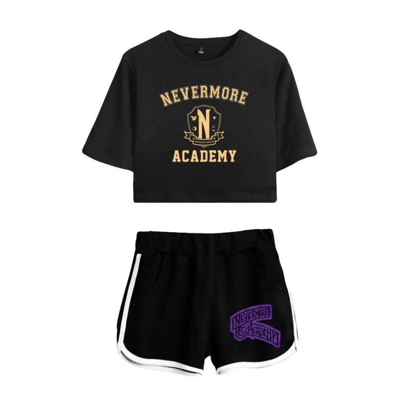 The Addams Family Wednesday T-shirt Nevermore Academy Shorts 2 The Addams Family Wednesday T-shirt Nevermore Academy Shorts - Image 2