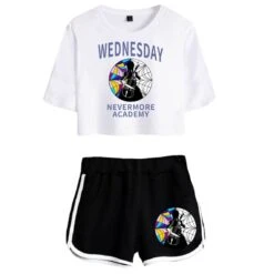 Womens Nevermore Academy T-shirt Wednesday Addams Polyester Shorts -Cosplay Clothing Store 2 800x800 571