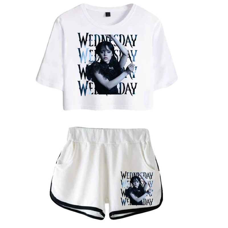Wednesday Addams Crop Top T-shirt The Addams Family Shorts 3 Wednesday Addams Crop Top T-shirt The Addams Family Shorts - Image 3