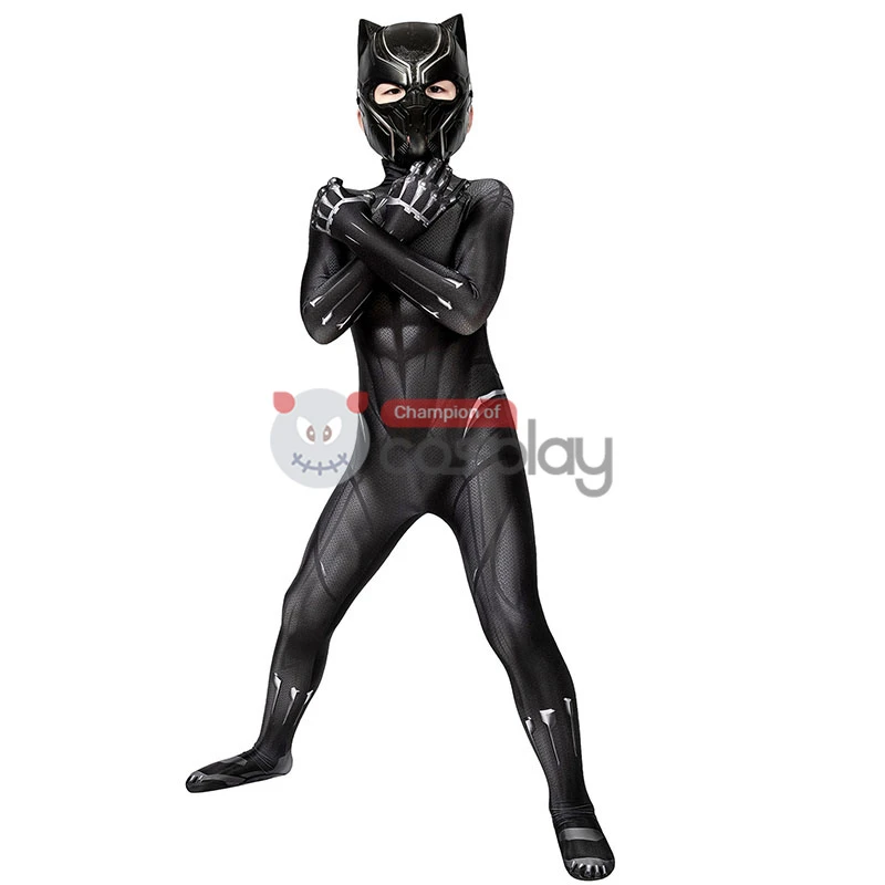 Black Panther Cosplay Costume T'Challa Jumpsuit For Kids 5 Black Panther Cosplay Costume T'Challa Jumpsuit For Kids - Image 5