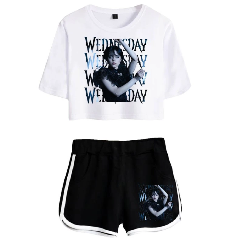 Wednesday Addams Crop Top T-shirt The Addams Family Shorts 4 Wednesday Addams Crop Top T-shirt The Addams Family Shorts - Image 4
