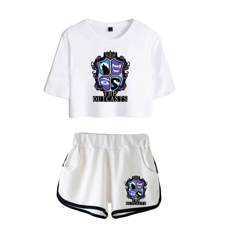 The Outcasts Crop Top Wednesday Addams Shorts T-shirt 4 The Outcasts Crop Top Wednesday Addams Shorts T-shirt - Image 4