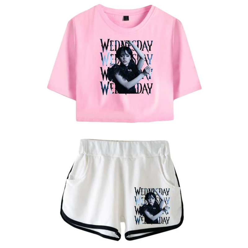 Wednesday Addams Crop Top T-shirt The Addams Family Shorts 5 Wednesday Addams Crop Top T-shirt The Addams Family Shorts - Image 5