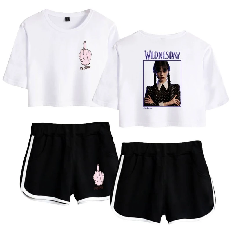 The Addams Family Crop Top T-shirt Wednesday Polyester Shorts 5 The Addams Family Crop Top T-shirt Wednesday Polyester Shorts - Image 5