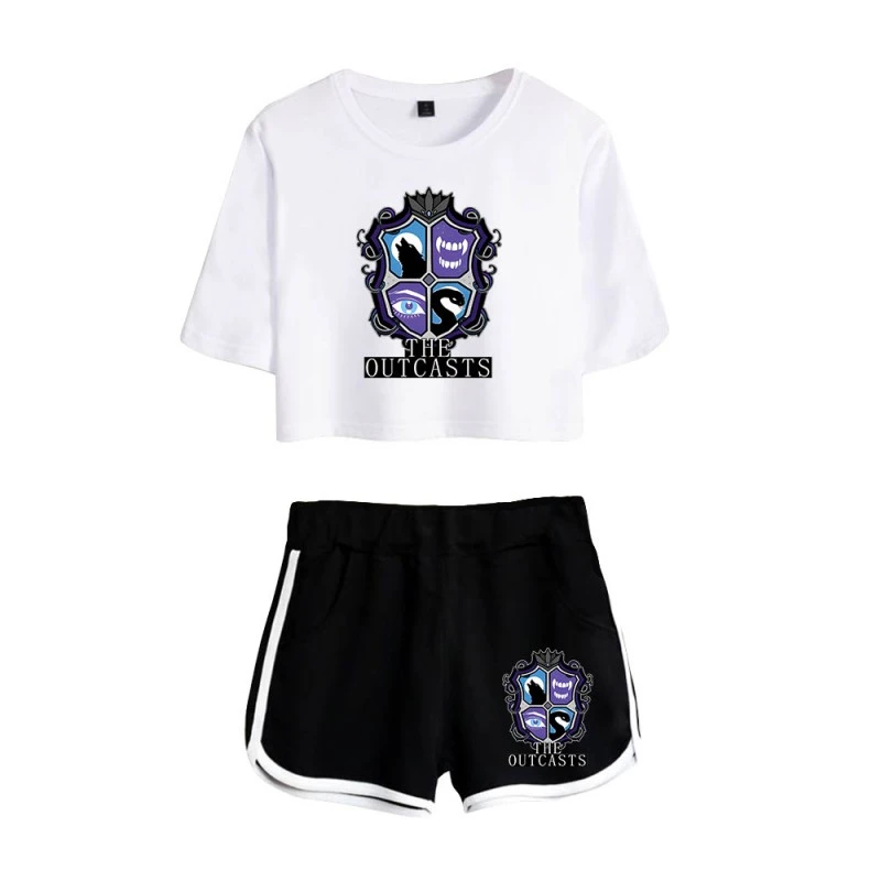 The Outcasts Crop Top Wednesday Addams Shorts T-shirt 6 The Outcasts Crop Top Wednesday Addams Shorts T-shirt - Image 6