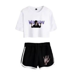 The Addams Family Crop Top T-shirt Wednesday Polyester Shorts 21 The Addams Family Crop Top T-shirt Wednesday Polyester Shorts -Cosplay Clothing Store 6 800x800 525