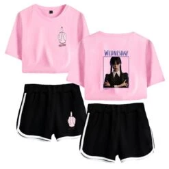 The Addams Family Crop Top T-shirt Wednesday Polyester Shorts 24 The Addams Family Crop Top T-shirt Wednesday Polyester Shorts -Cosplay Clothing Store 9 800x800 479