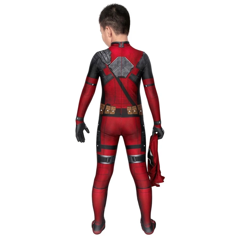 Kids Deadpool Cosplay Costume Deadpool Jumpsuit Full Set 3 Kids Deadpool Cosplay Costume Deadpool Jumpsuit Full Set - Image 3