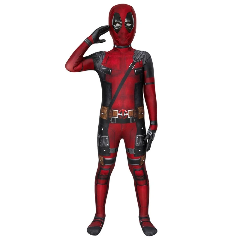 Kids Deadpool Cosplay Costume Deadpool Jumpsuit Full Set 2 Kids Deadpool Cosplay Costume Deadpool Jumpsuit Full Set - Image 2