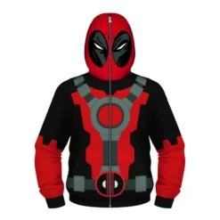 Kids Deadpool Zip Up Long Sleeve Hoodies