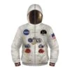Kids Nasa Astronaut Zip Up Long Sleeve Hoodie