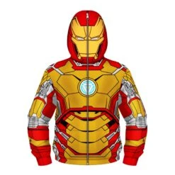 Iron Man Fashion Zip Up Long Sleeve Hoodie For Kids