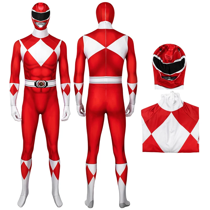Adult Power Rangers Jumpsuit Mighty Morphin Power Rangers Cosplay Costume 2 Adult Power Rangers Jumpsuit Mighty Morphin Power Rangers Cosplay Costume - Image 2