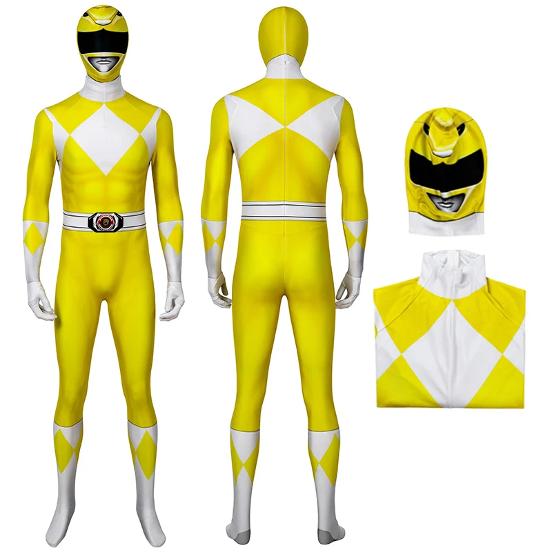 Adult Power Rangers Jumpsuit Mighty Morphin Power Rangers Cosplay Costume 3 Adult Power Rangers Jumpsuit Mighty Morphin Power Rangers Cosplay Costume - Image 3