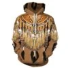 Tribal Style Native American 3D Print Pattern Long Sleeve Hoodie